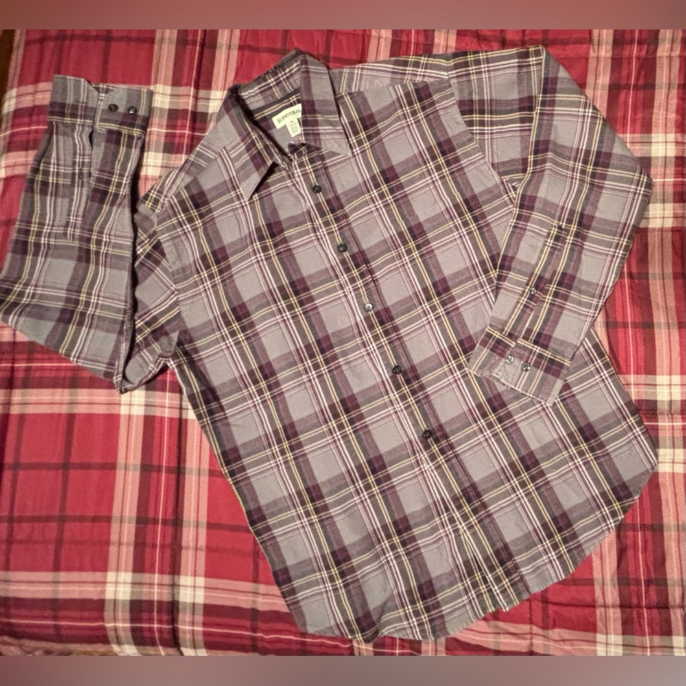St. John's Bay Casual Plaid Shirt in Purple and Gray